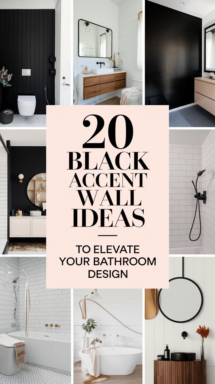 20 Black Accent Wall Ideas to Elevate Your Bathroom Design