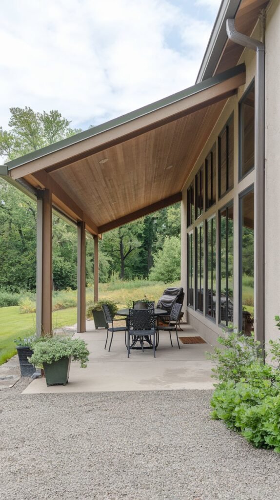 Simple Patio with Wide Roof