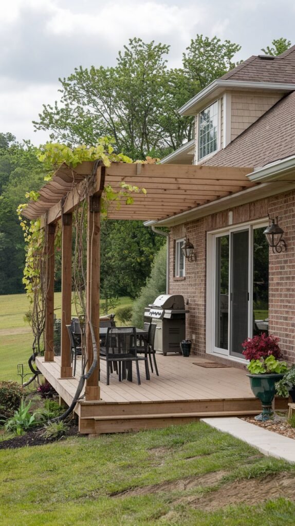 Wood Pergola with Vines