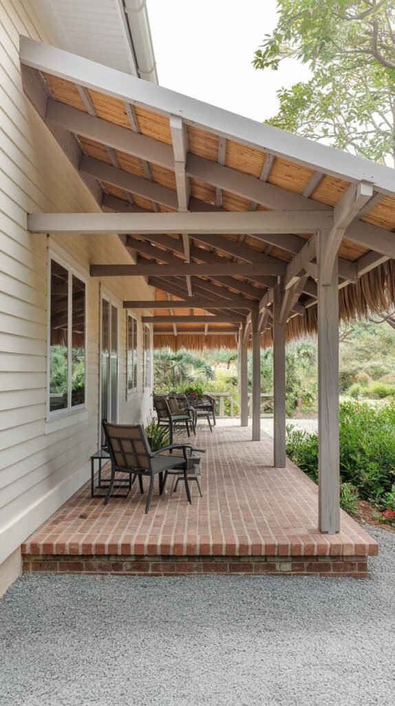 Thatched Roof Porch with Brick Floor