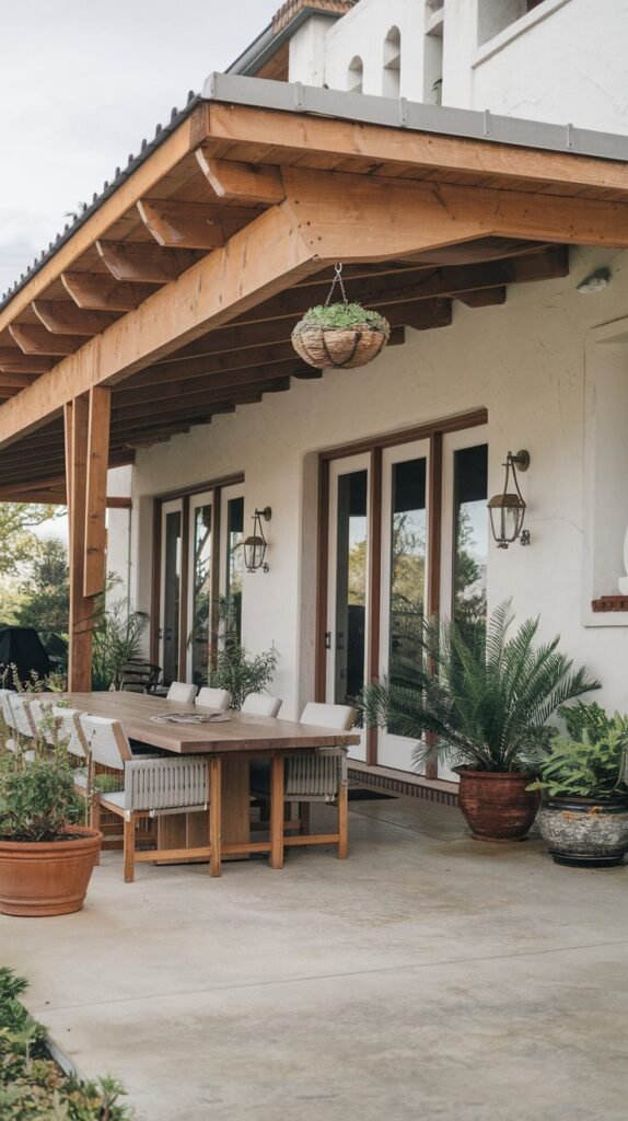 Simple Wood Roof with Potted Plants