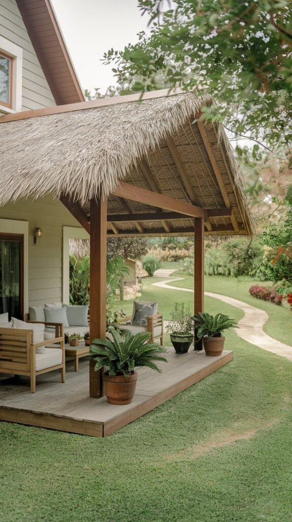 Thatched Roof on Raised Wood Deck