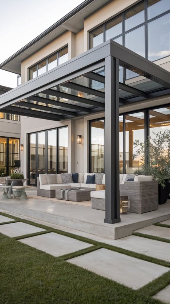 Modern Glass-Covered Patio