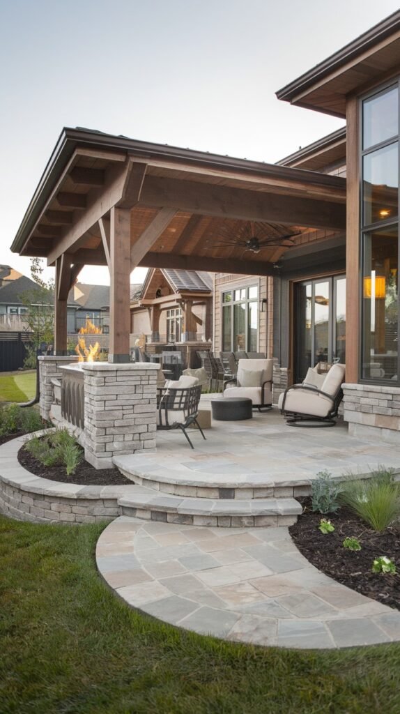 Stone Patio with Fire Feature