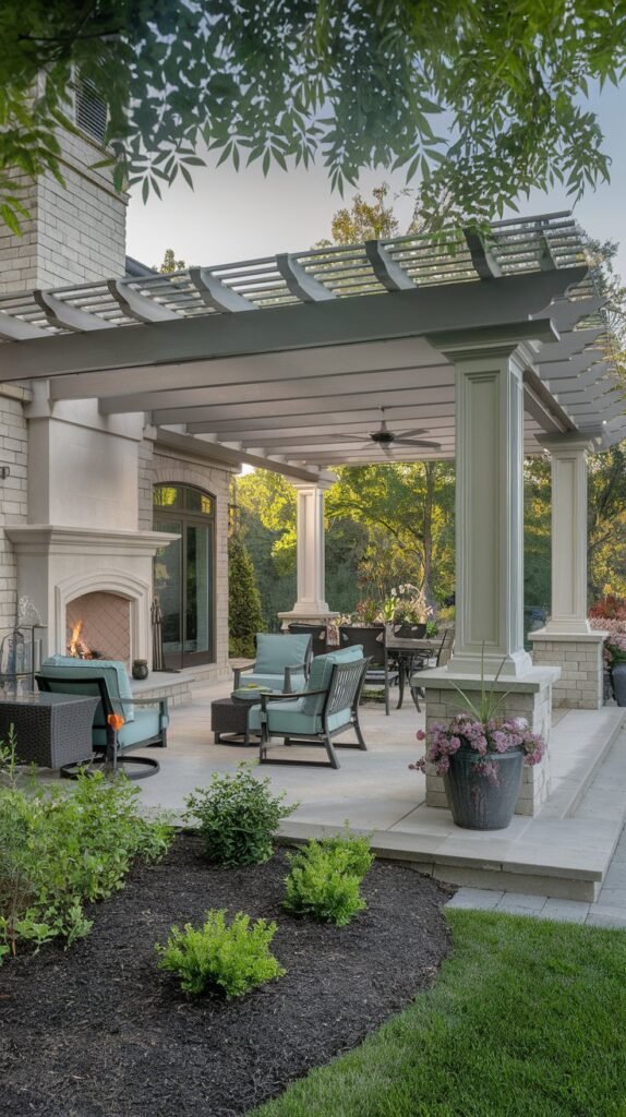 Elegant Pergola with Fireplace