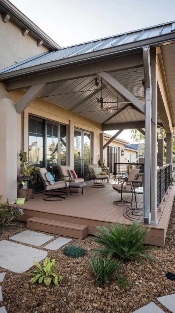 Metal Roof Deck with Railings