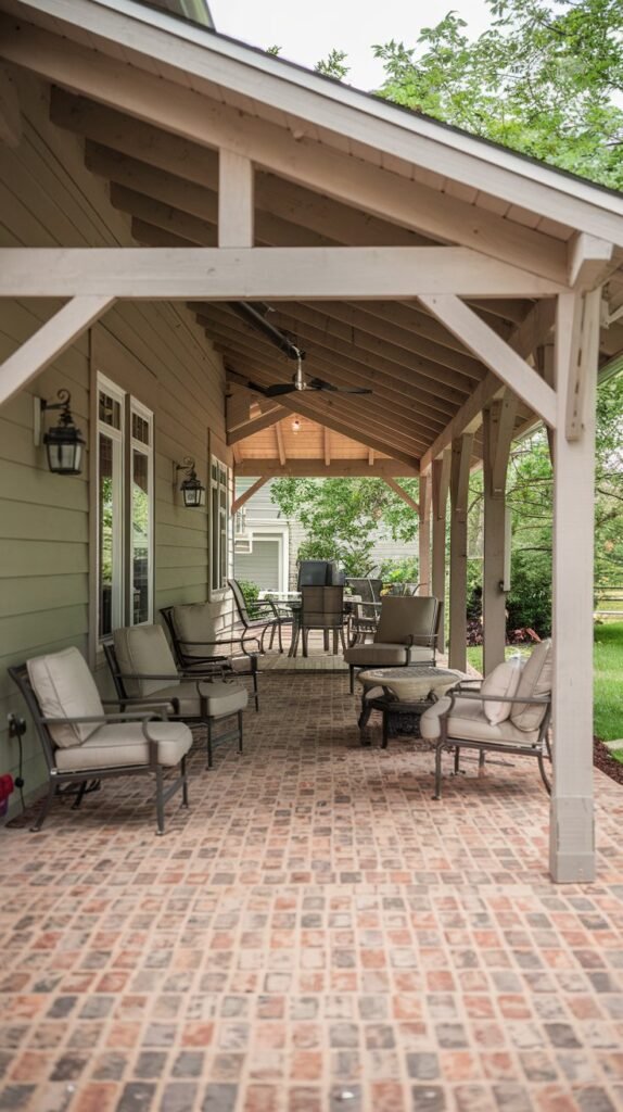 Brick Patio with Overhanging Roof