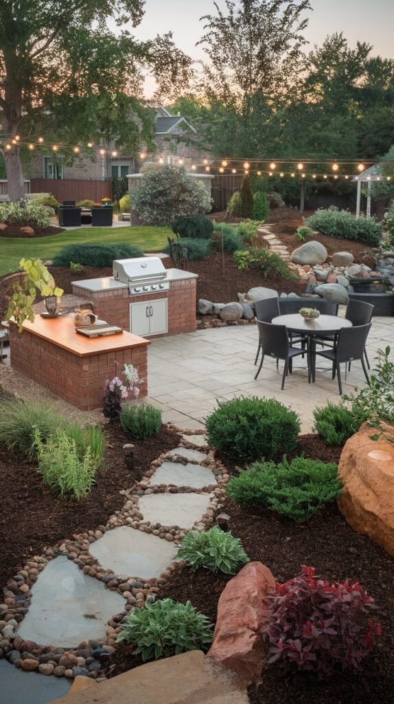 Inviting Stone Path Leading to Grill