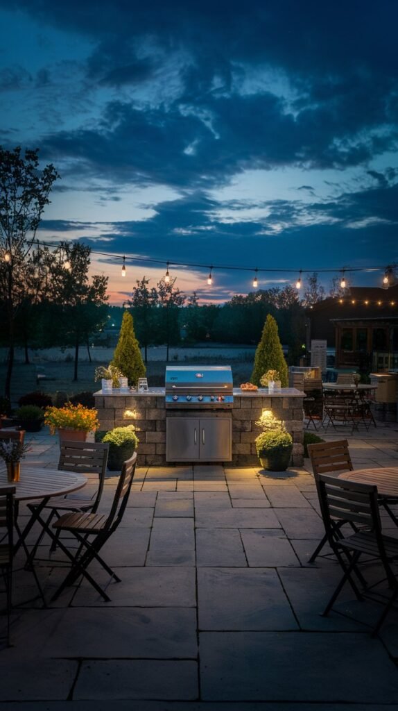 Tranquil Evening Grill on a Stone Patio