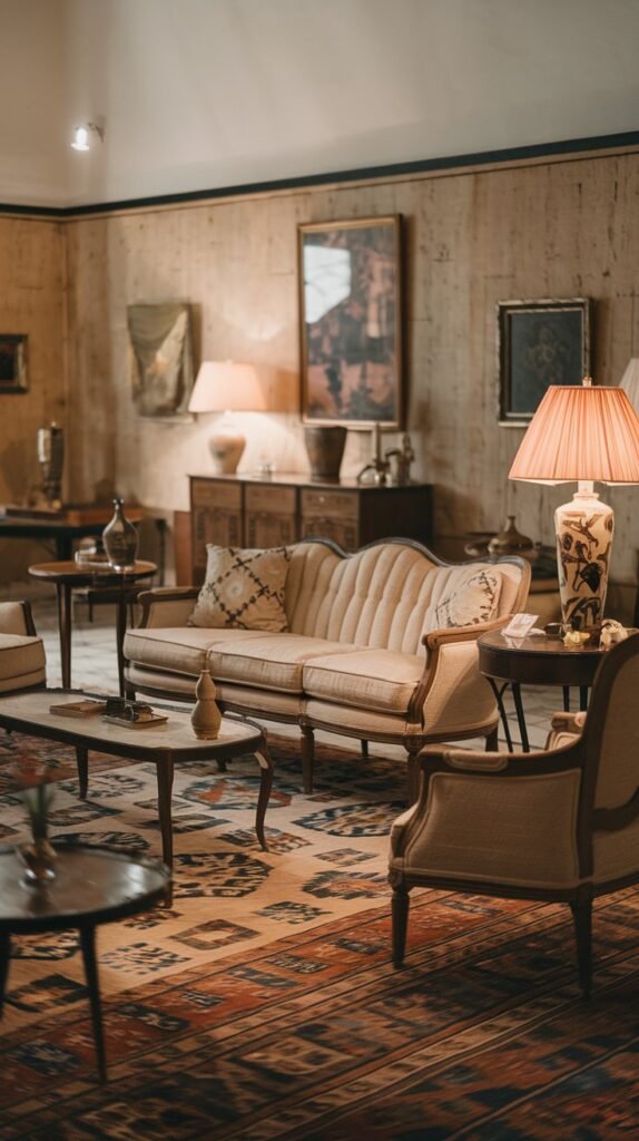 Multiple Coffee Tables and Patterned Rug