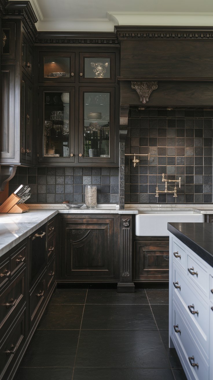27 Cozy Dark Kitchen Cabinet Ideas