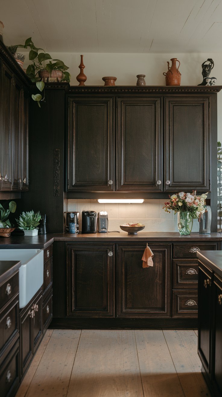27 Cozy Dark Kitchen Cabinet Ideas