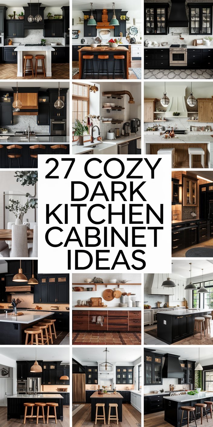 27 Cozy Dark Kitchen Cabinet Ideas