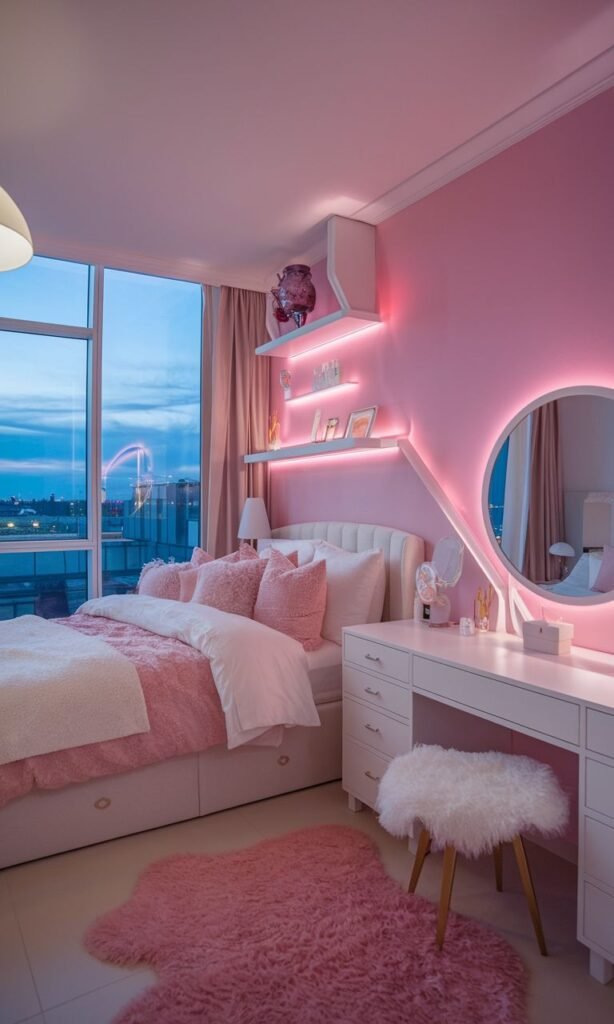 Modern Pink Ambiance with Strip Lighting