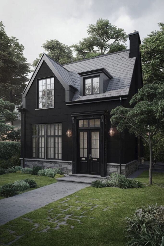 Monochromatic Dark Tudor Style Home