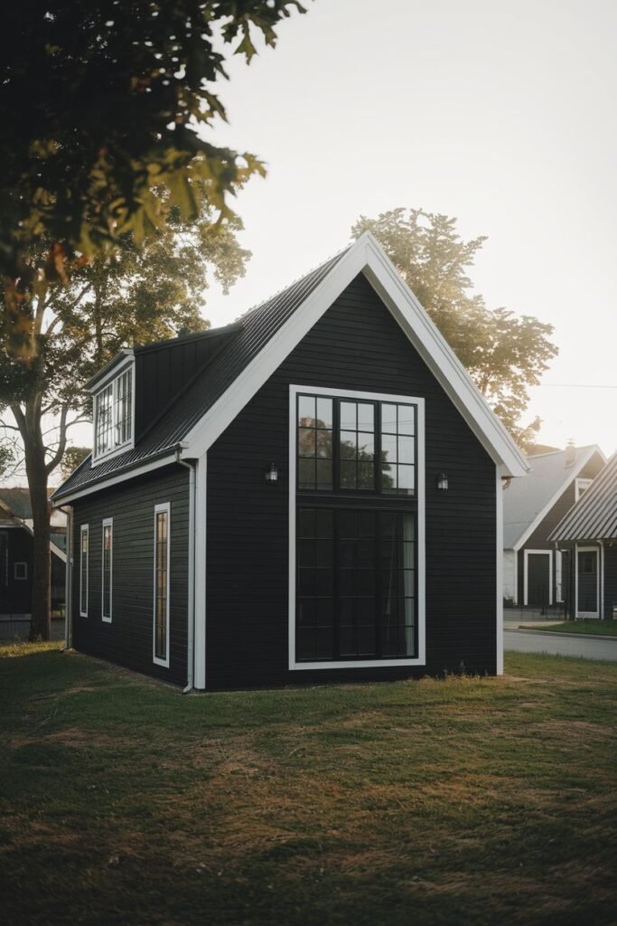 Dark Farmhouse with White Trim