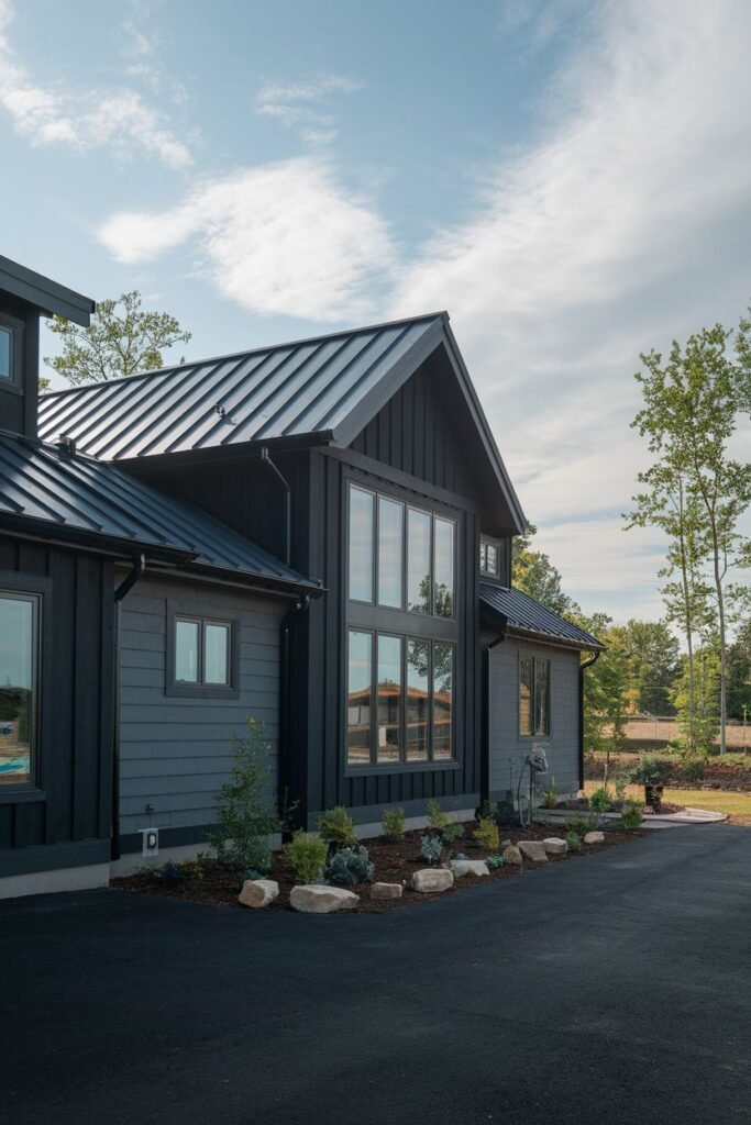 Dark Siding with Metal Roof