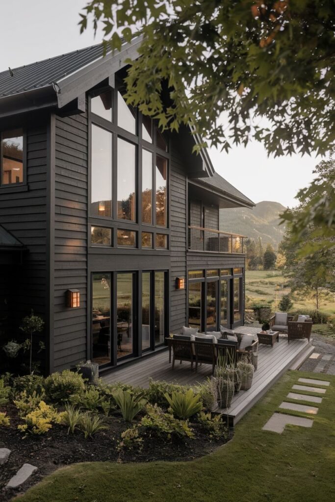 Dark Siding with Expansive Deck and Patio