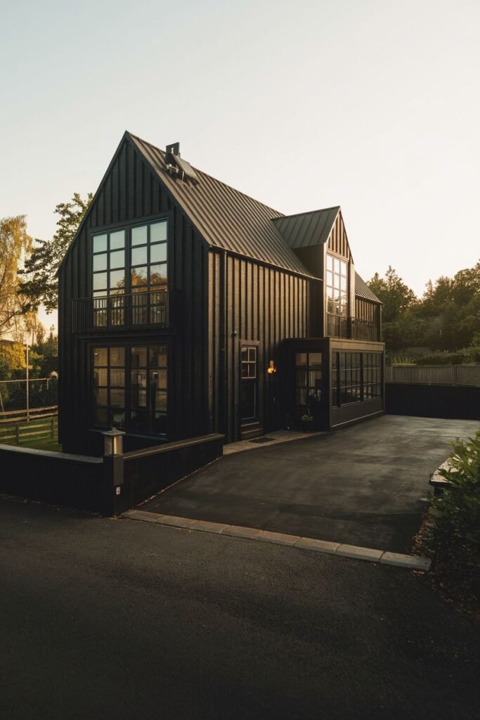 Dark Multi-Story House with Clean Lines