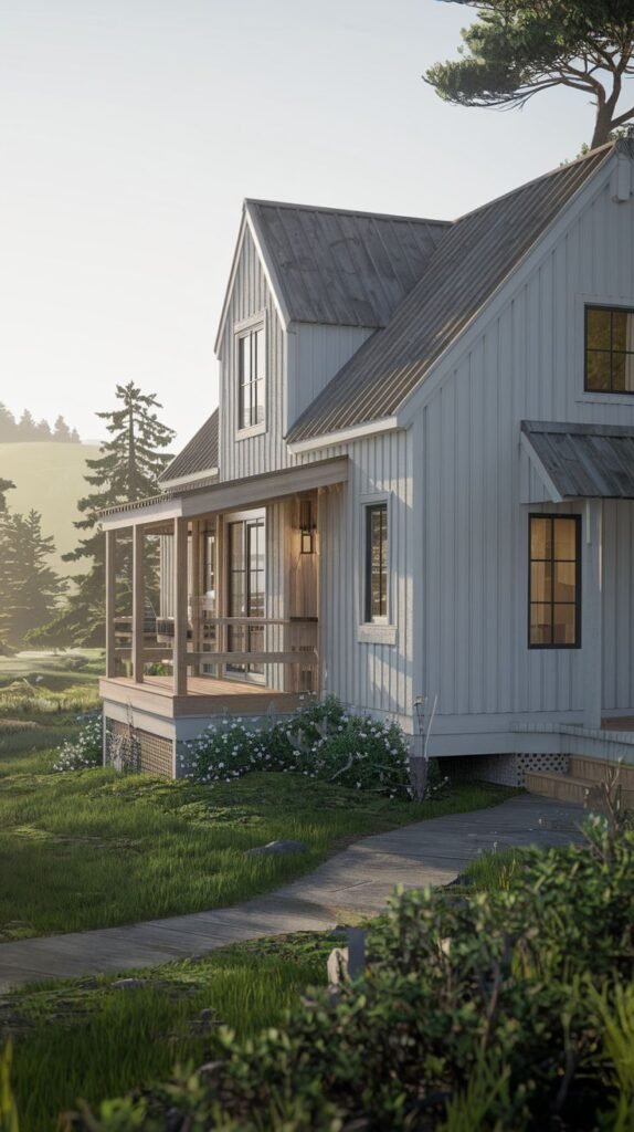 A cottage featuring a wrap-around porch.