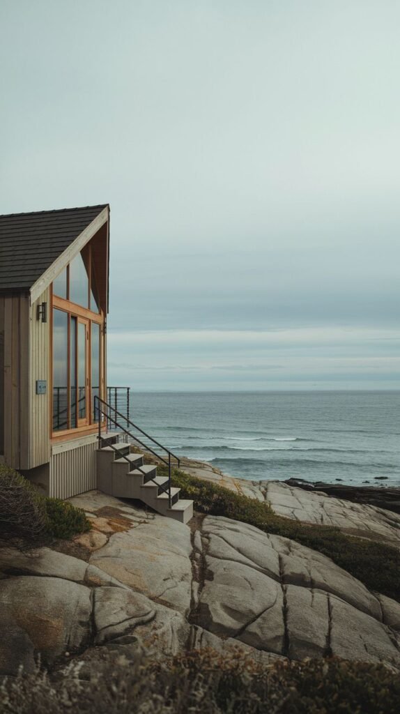 A small cottage perched on a cliffside.