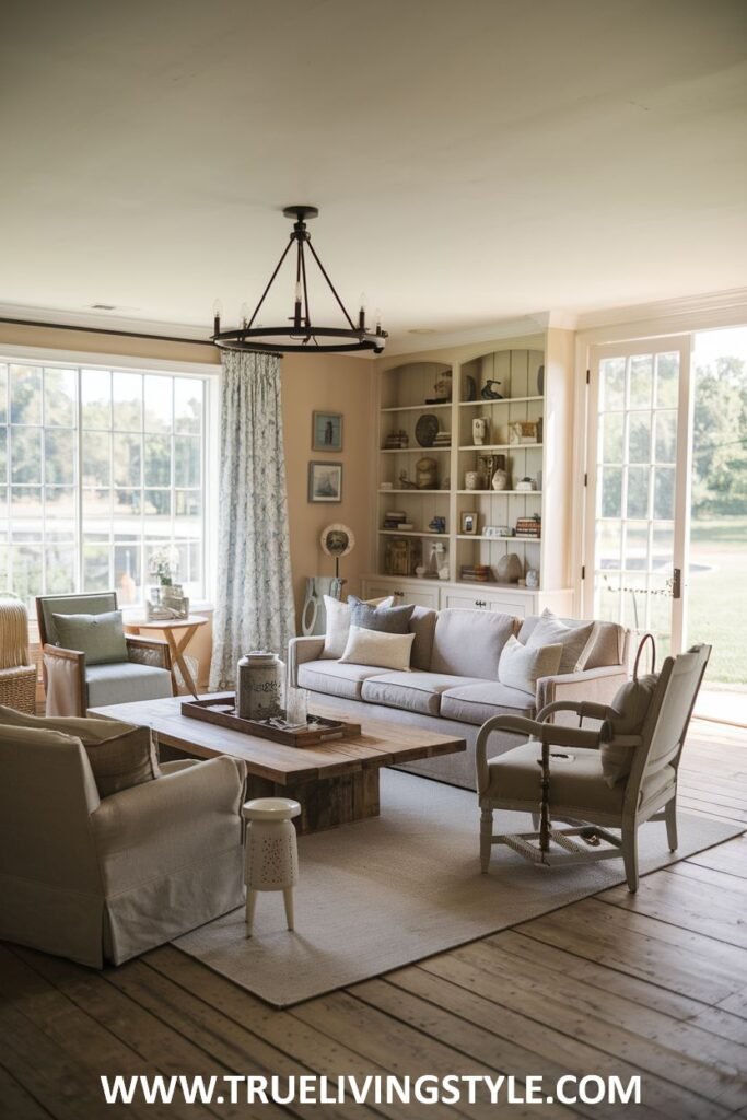 An airy living space with large windows maximizing natural light.