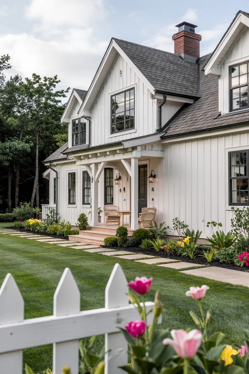 29 White Farmhouse Exterior Designs That Feel Warm and Inviting